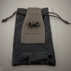 DAVID YURMAN STERLING SILVER CABLE WRAP BLACK ONYX DIAMOND EARRINGS